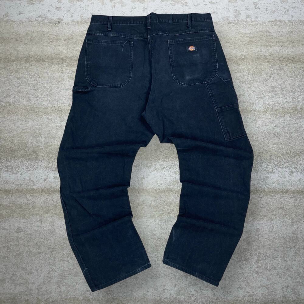 Vintage 90s Dickies Carpenter Pants 38x32 Baggy Wide Leg Black Canvas Dungarees